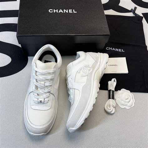 womens white chanel trainers|Chanel low top trainer white.